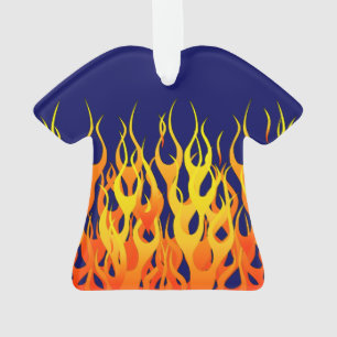 Lebhafte klassische Racing-Flammen auf Navy Blue Ornament