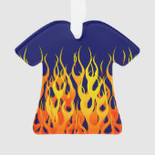 Lebhafte klassische Racing-Flammen auf Navy Blue Ornament (Vorderseite)