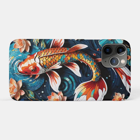 Lebhafte Koi und wunderschöne Blume Aquatic Scene Case-Mate iPhone Hülle (Rückseite (Horizontal))