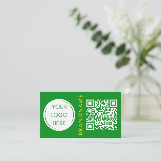 Lebhafte Kontrastfarbe, Logo und QR-Code modern Visitenkarte (Stehend Vorderseite)