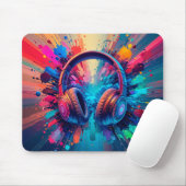 Lebhafte Kopfhörer gegen den Schlag bunten Schmerz Mousepad (Mit Mouse)