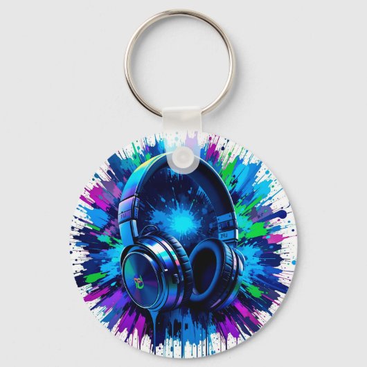 Lebhafte Kopfhörer gegen den Schlag bunten Schmerz Schlüsselanhänger