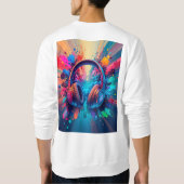 Lebhafte Kopfhörer gegen den Schlag bunten Schmerz Sweatshirt (Rückseite)
