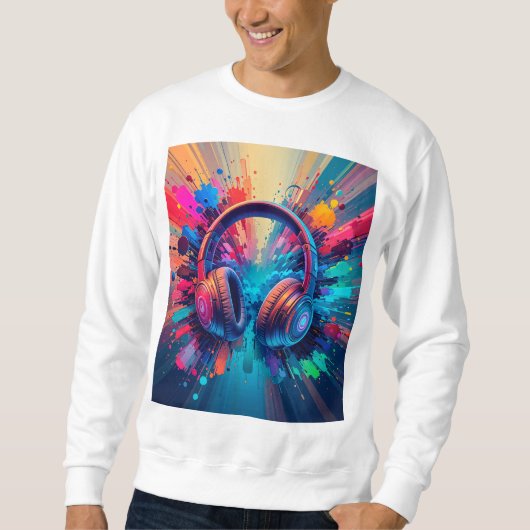 Lebhafte Kopfhörer gegen den Schlag bunten Schmerz Sweatshirt (Vorderseite)