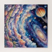 Lebhafte kosmische Landschaft mit Planeten Puzzle (Horizontal)