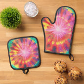 Lebhafte Krawatte-Dye #1 Ofenhandschuh & Topflappen-Set (Oben Unten)