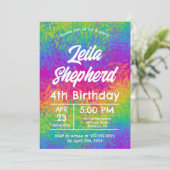 Lebhafte Krawatte-Dye Rainbow Geburtstagsparty Ein Einladung (Stehend Vorderseite)
