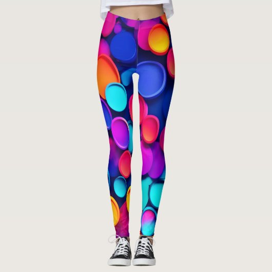 Lebhafte Kreise Abstrakte Kunst Leggings (Vorderseite)