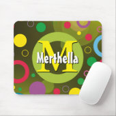 Lebhafte Kreise Rings Retro Personalisiert GREEN Mousepad (Mit Mouse)