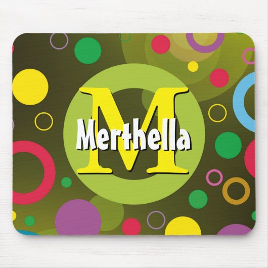 Lebhafte Kreise Rings Retro Personalisiert GREEN Mousepad (Vorne)
