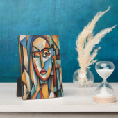 Lebhafte kubistische Portrait Abstrakte geometrisc Fotoplatte (Seite)