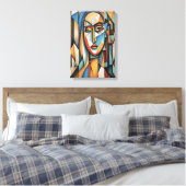 Lebhafte kubistische Portrait Abstrakte geometrisc Leinwanddruck (Insitu (Schlafzimmer))