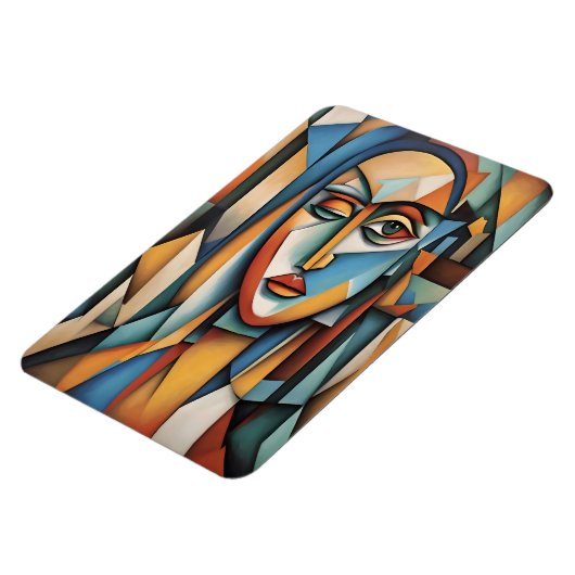 Lebhafte kubistische Portrait Abstrakte geometrisc Magnet (Linke Seite)