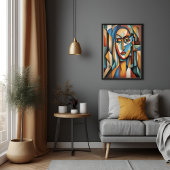 Lebhafte kubistische Portrait Abstrakte geometrisc Poster