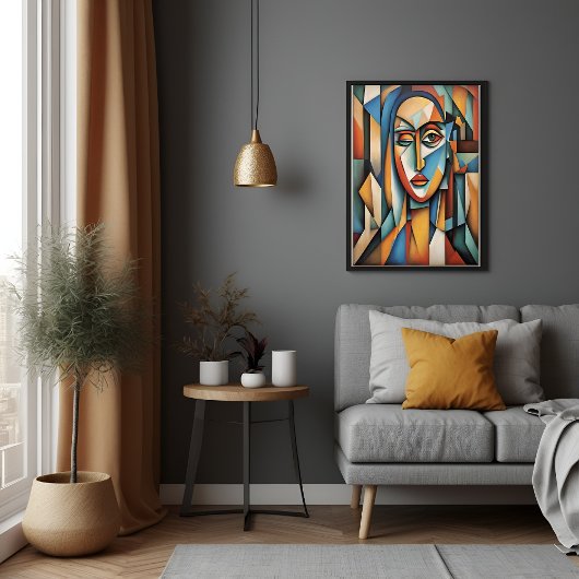 Lebhafte kubistische Portrait Abstrakte geometrisc Poster