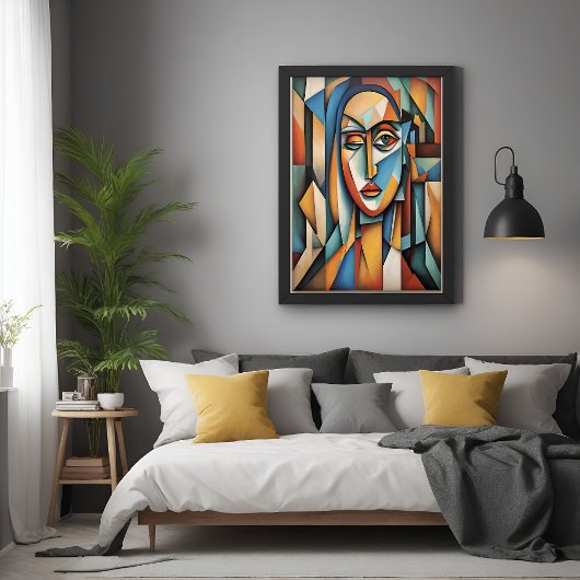 Lebhafte kubistische Portrait Abstrakte geometrisc Poster