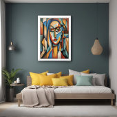 Lebhafte kubistische Portrait Abstrakte geometrisc Poster