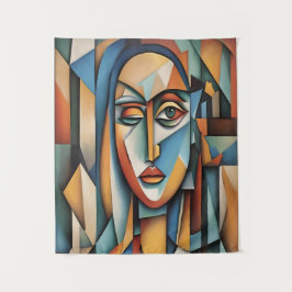 Lebhafte kubistische Portrait Abstrakte geometrisc Wandteppich