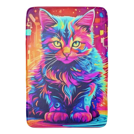Lebhafte Küche: Schönes Neon Artwork Badematte (Vorderseite Vertikal)