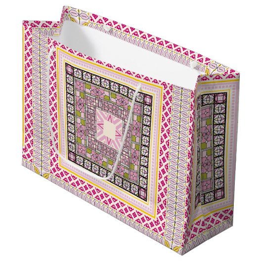 Lebhafte Kunst Große Geschenktüte (Vorderseite Schrägansicht)