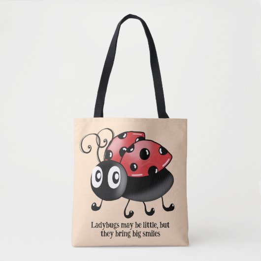 Lebhafte Ladybugs auf der Red Tote Bag - Perfektes Tasche (Vorderseite)