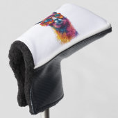 Lebhafte Lama Head Illustration - farbenfroh, einz Golf Headcover (3/4 Vorderseite)