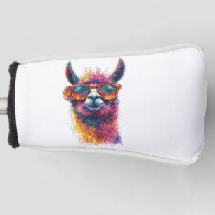 Lebhafte Lama Head Illustration - farbenfroh, einz Golf Headcover