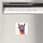 Lebhafte Lama Head Illustration - farbenfroh, einz Magnet (In Situ (Geschirrspüler))