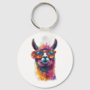 Lebhafte Lama Head Illustration - farbenfroh, einz Schlüsselanhänger