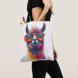 Lebhafte Lama Head Illustration - farbenfroh, einz Tasche
