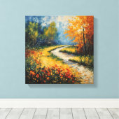 Lebhafte Landschaft des Blumenweges Leinwanddruck (Insitu (Holzboden))