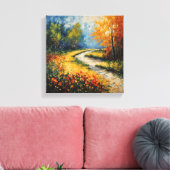 Lebhafte Landschaft des Blumenweges Leinwanddruck (Insitu (Wohnzimmer))