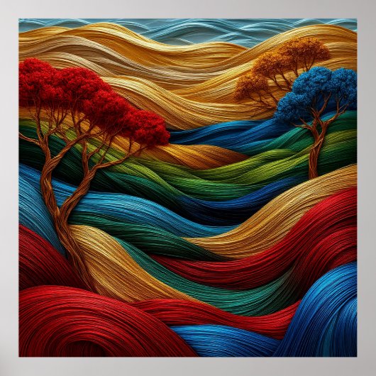 Lebhafte Landschaft mit farbenfrohen Gewächsen Poster (Vorne)