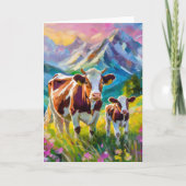 Lebhafte Landschaft mit Kühen Karte (Vorderseite)