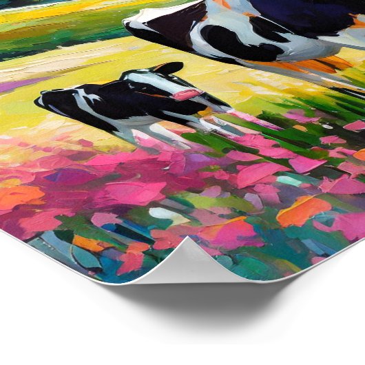 Lebhafte Landschaft mit Kühen Poster (Ecke)