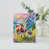 Lebhafte Landschaft mit Kühen Postkarte (Stehend Vorderseite)