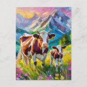 Lebhafte Landschaft mit Kühen Postkarte (Vorderseite)