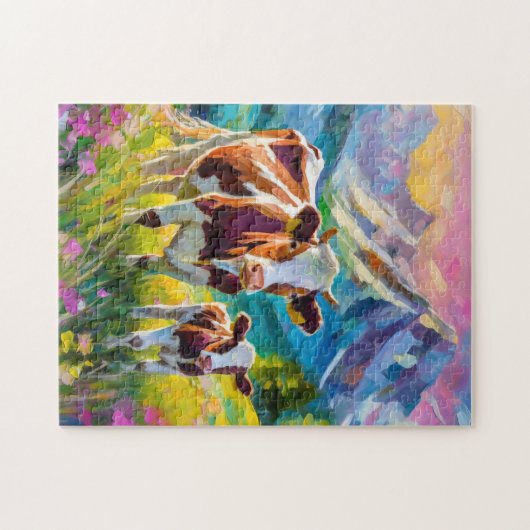 Lebhafte Landschaft mit Kühen Puzzle (Horizontal)