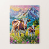 Lebhafte Landschaft mit Kühen Puzzle (Vertikal)