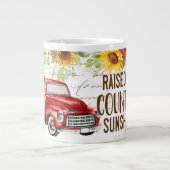 Lebhafte Landschaft mit LKW, Sonnenblumen zitieren Jumbo-Tasse (Vorderseite)