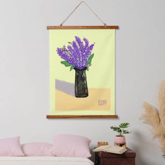 Lebhafte Lavendel-Blume, Inspirierte Natur Wandteppich Mit Holzrahmen (Schlafzimmer)