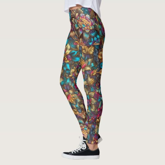 Lebhafte Leggings aus dem Metallic-Blumengarten - (Links)