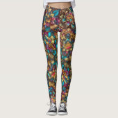 Lebhafte Leggings aus dem Metallic-Blumengarten - (Vorderseite)