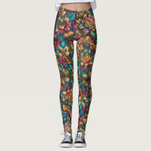 Lebhafte Leggings aus dem Metallic-Blumengarten -