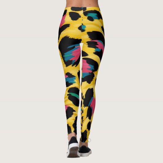 Lebhafte Leggings aus gelbem Leopard (Rückseite)