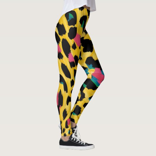 Lebhafte Leggings aus gelbem Leopard (Rechts)