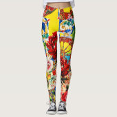 Lebhafte Leggings mit floralen und barocken Muster (Vorderseite)