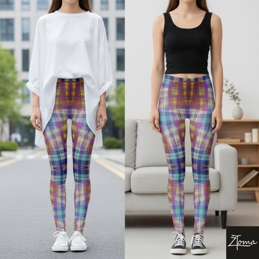 Lebhafte Leggings mit karriertem Komfort