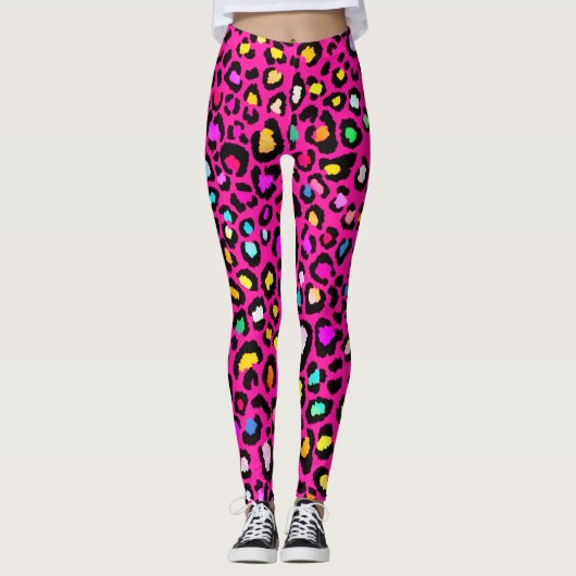 Lebhafte Leopard Print-Leggings Leggings (Vorderseite)