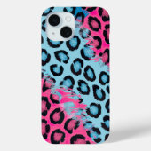 Lebhafte Leoparddrucke in Rosa und Blau Case-Mate iPhone Hülle (Rückseite)